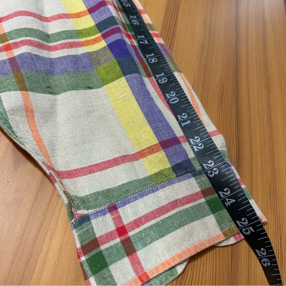 EDDIE BAUER Linen Blend Button Down Shirt Plaid Colorful Crisp Sz XXL Regular - Picture 13 of 13